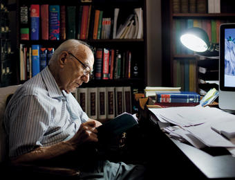 Ehsan Yarshater, seen here in his office, has dedicated 40 years to the Encyclopaedia Iranica project. PHOTO: MARCUS YAM/THE NEW YORK TIMES/REDUX